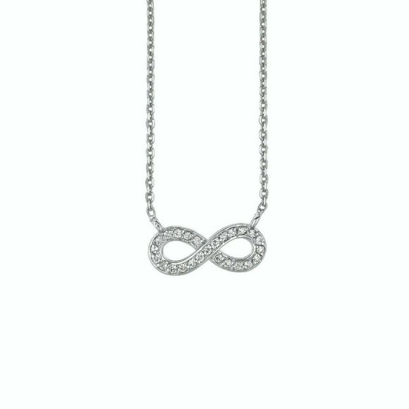 0.15 CT Natural Diamond Infinity Necklace 14K W G